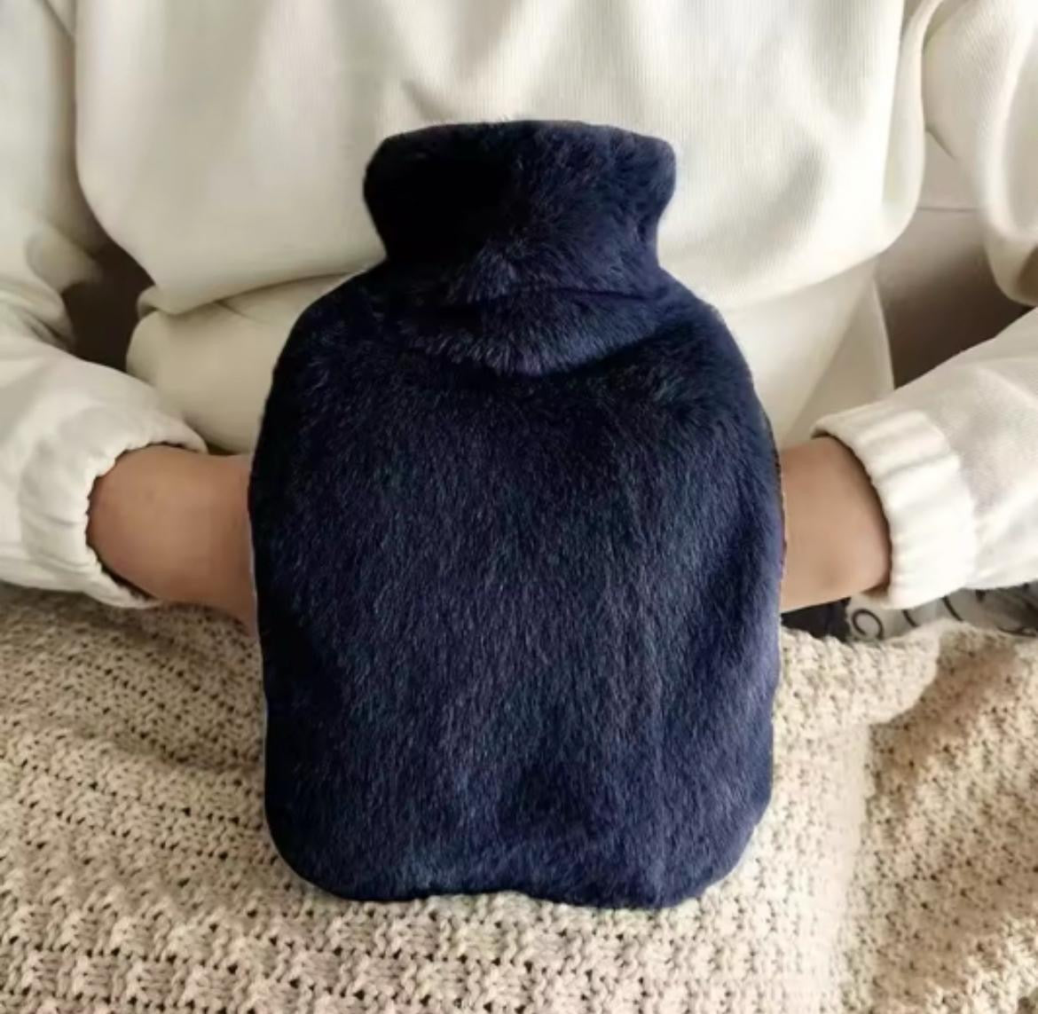Fluffy Hot-Water Bottle Navy Blue