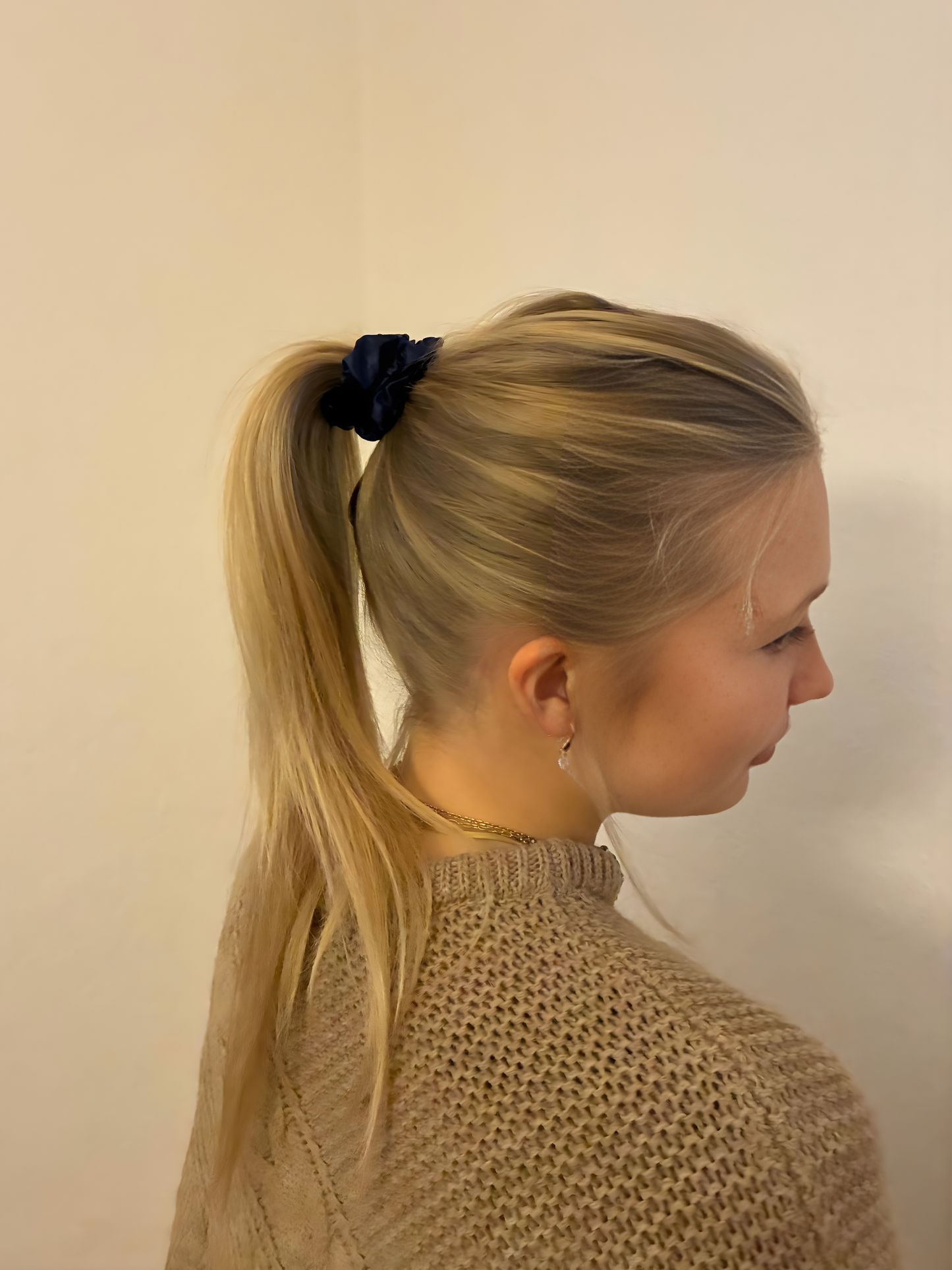 Exclusive Silk Hairtie Navy Blue